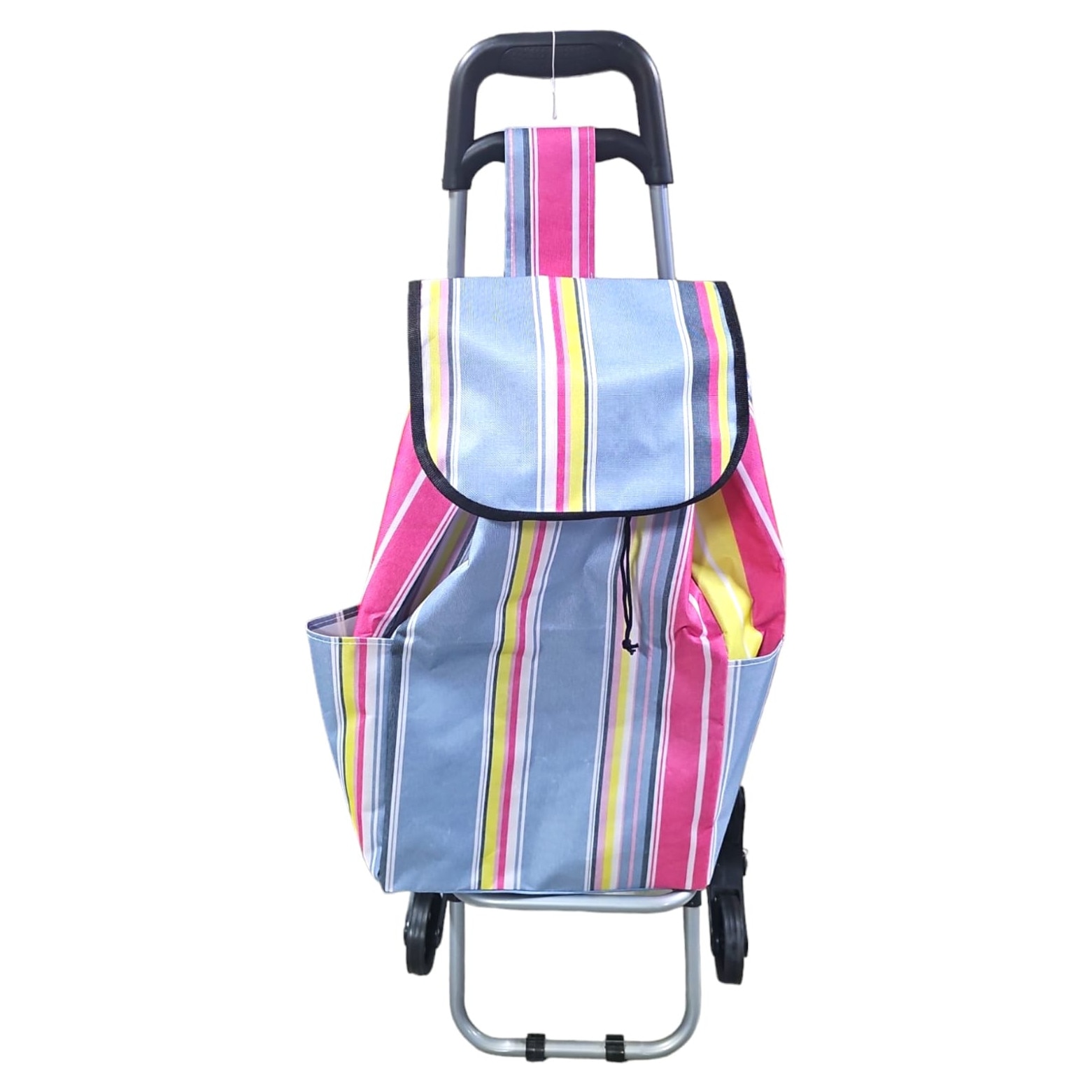 Carut aluminiu piata model dungat, cu 3 roti si sac, faciliteaza ...