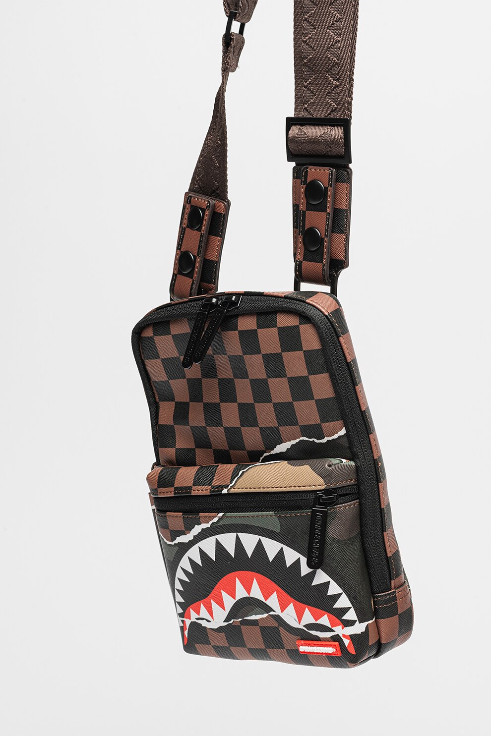 Sprayground, Geanta crossbody unisex cu model Tear It Up, Negru