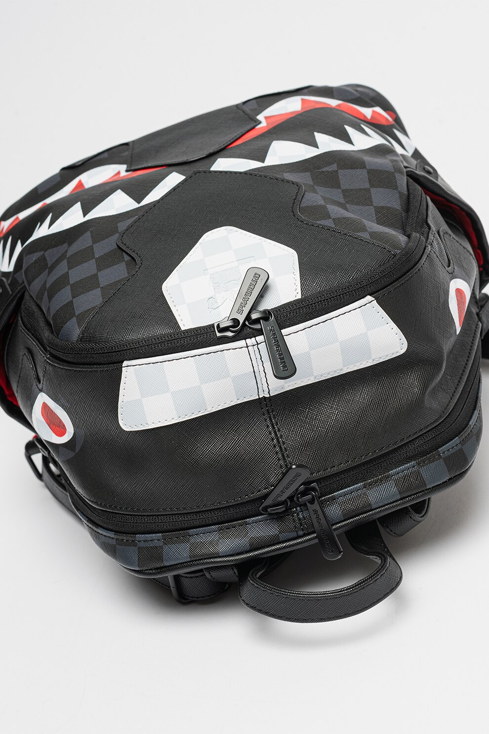 Sprayground, Rucsac unisex de piele ecologica cu model, Negru, Gri carbune