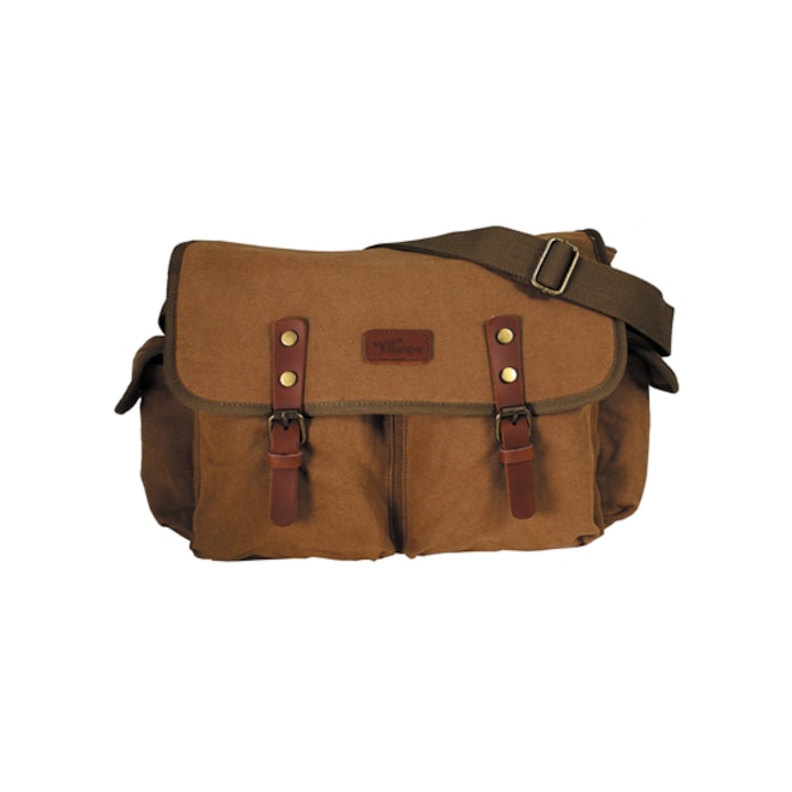 Válltáska, MFH, pamut, mágneses záródás, 36 x 12 x 28 cm, barna