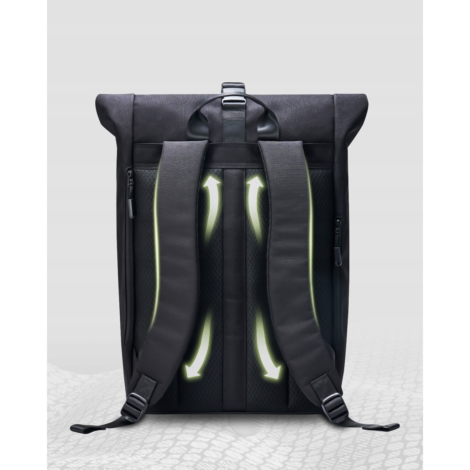 Rucsac laptop Innostyle® CityTrek Elite, pana la 15,6", impermeabil, ultralight (822g), capacitate reglabila 18-25L, material CORDURA 1050, fermoare YKK, sistem de ventilatie spate, inchidere Roll-Top, design ergonomic, sistem anti-furt, negru