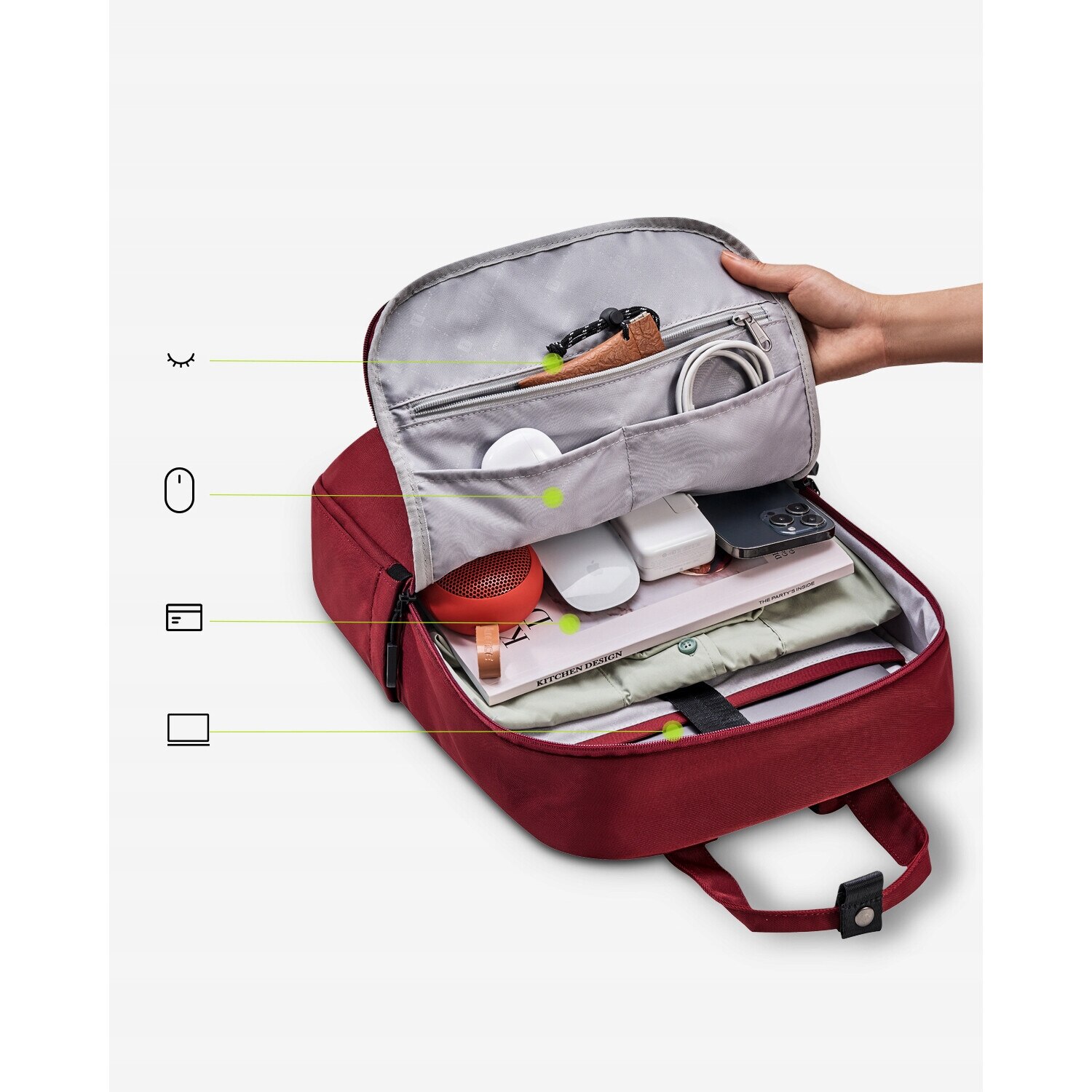 Rucsac laptop Innostyle® ColorLite, pana la 15,6", impermeabil, ultralight (644g), capacitate 14L, buzunare externe acces rapid, sistem ventilatie spate, material nailon rezistent, albastru