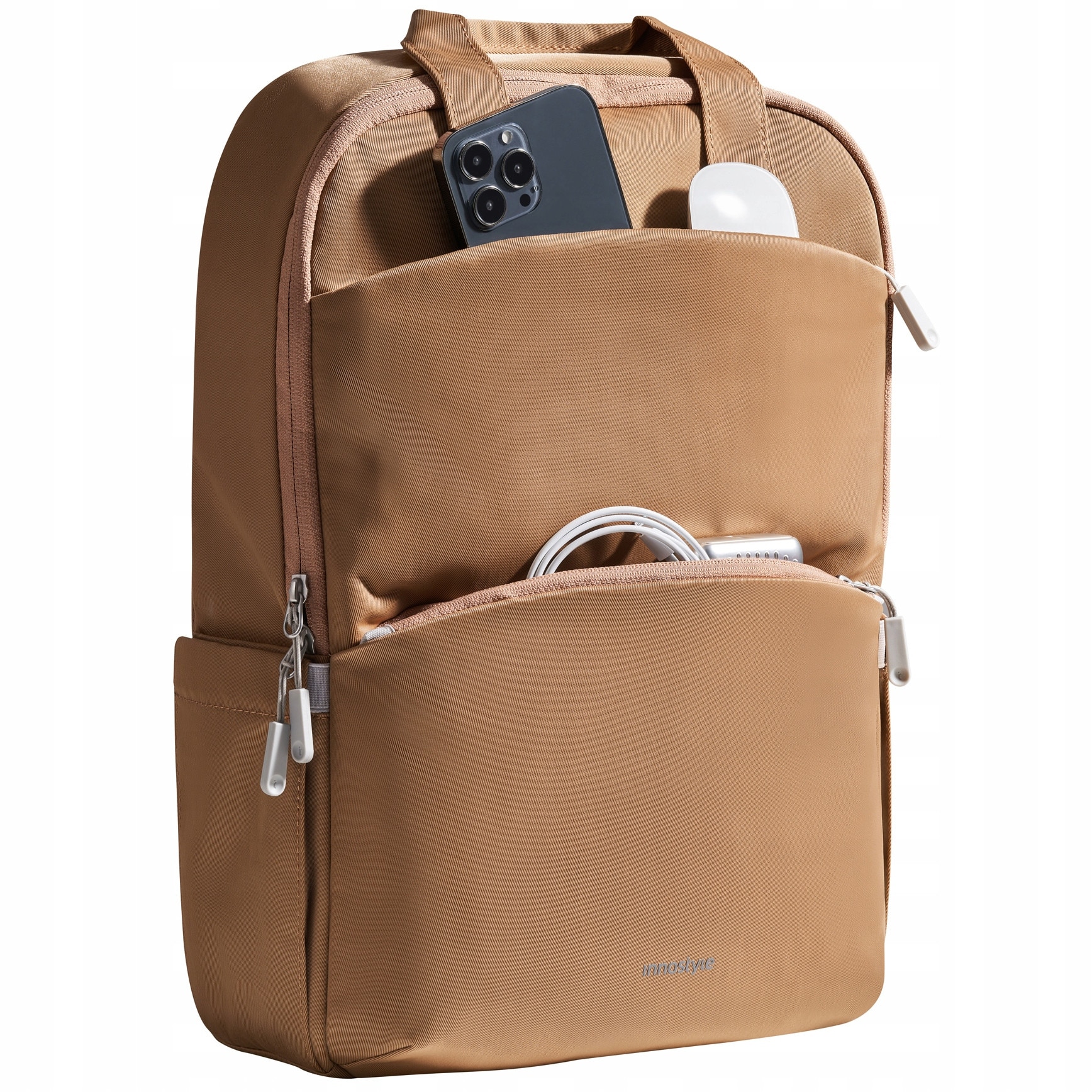 Rucsac laptop Innostyle, nylon, impermeabil, ergonomic, 14L, bej, 15.6 inch
