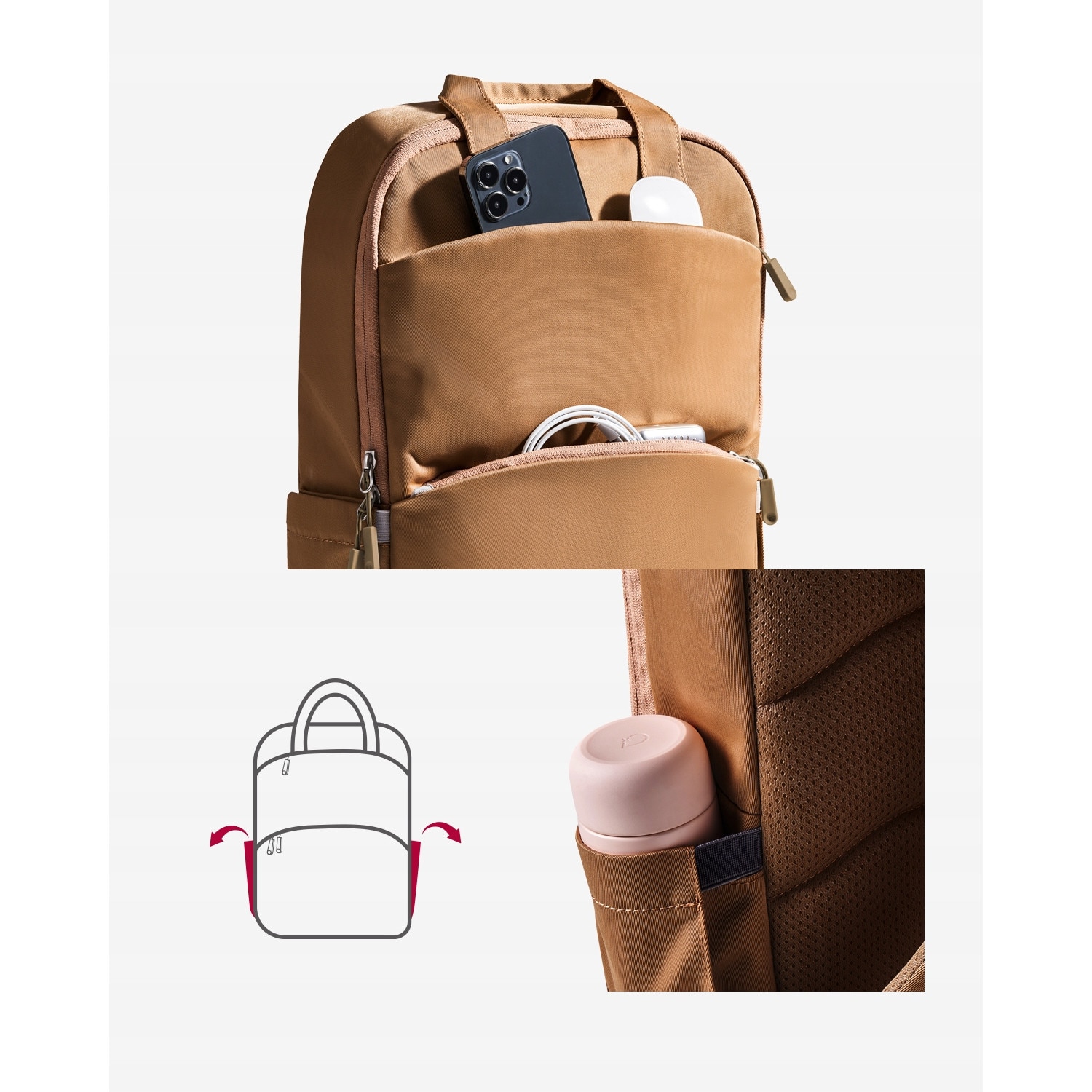 Rucsac laptop Innostyle, nylon, impermeabil, ergonomic, 14L, bej, 15.6 inch