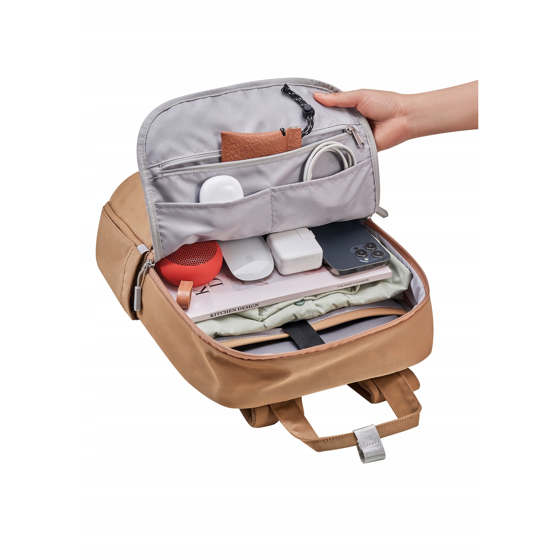 Rucsac laptop Innostyle, nylon, impermeabil, ergonomic, 14L, bej, 15.6 inch