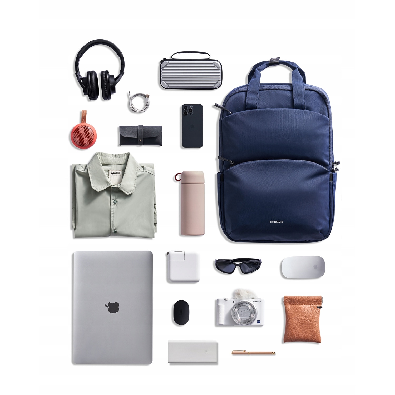 Rucsac laptop Innostyle, nylon, impermeabil, 14L, albastru, 45x30x10cm