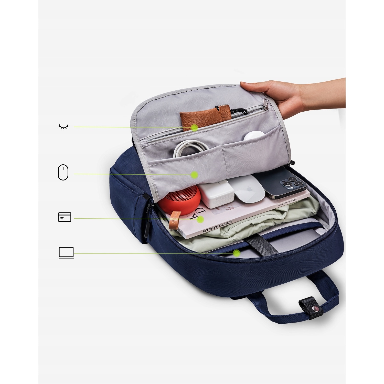 Rucsac laptop Innostyle, nylon, impermeabil, 14L, albastru, 45x30x10cm