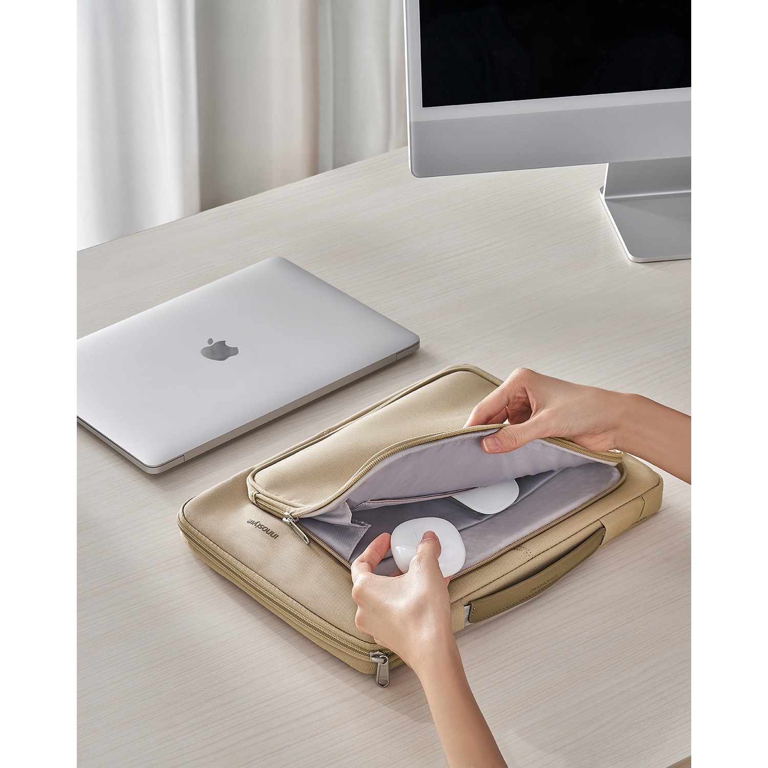 Innostyle Geanta Pentru Laptop 14" Caz Impermeabil Omniprotect Bej