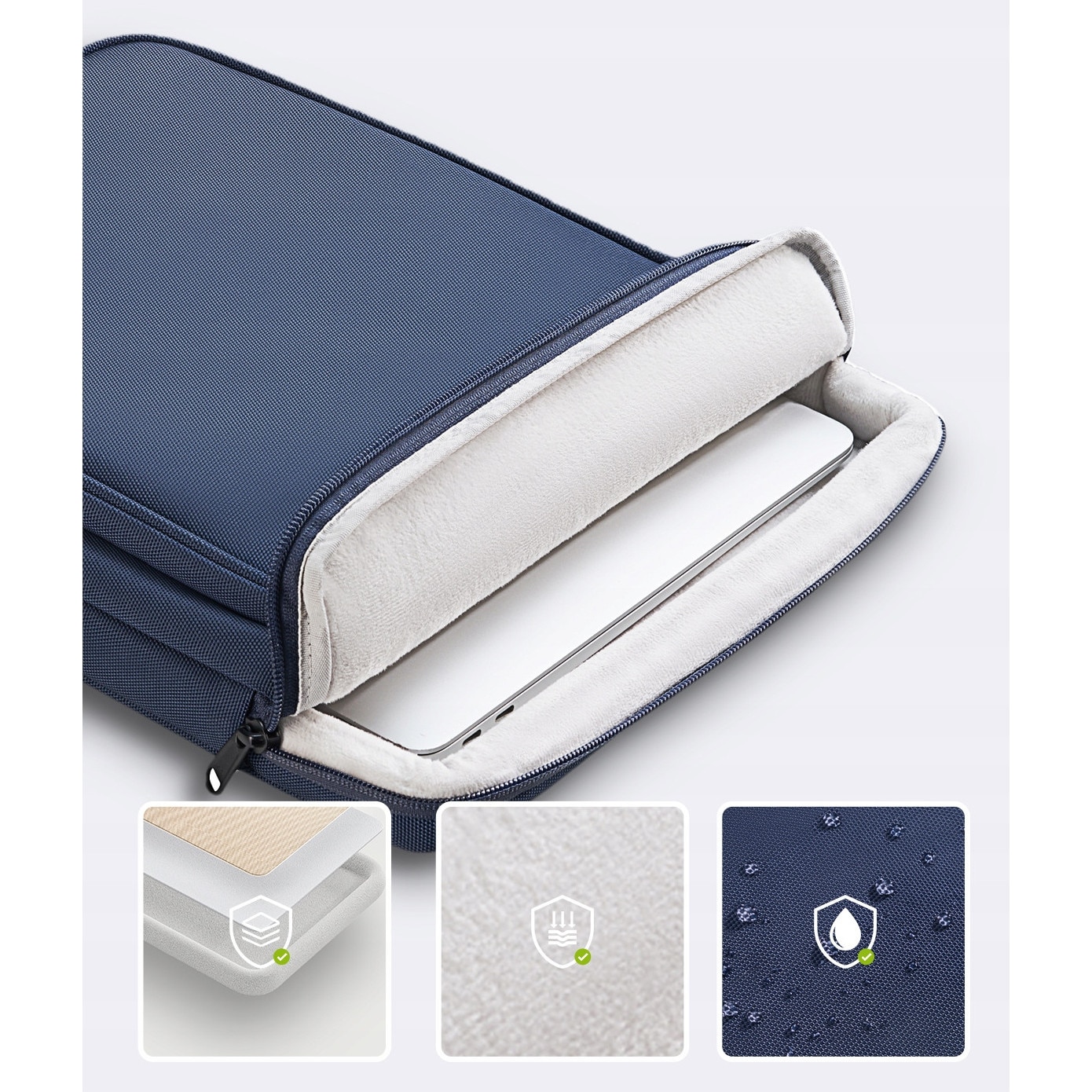 Geanta laptop Innostyle® OmniProtect, pana la 14", impermeabila, material ecologic din PET reciclat, protectie coltur ranforsate, buzunar extern cu acces rapid, ultra usoara (430g), compartiment captusit pentru laptop, albastru