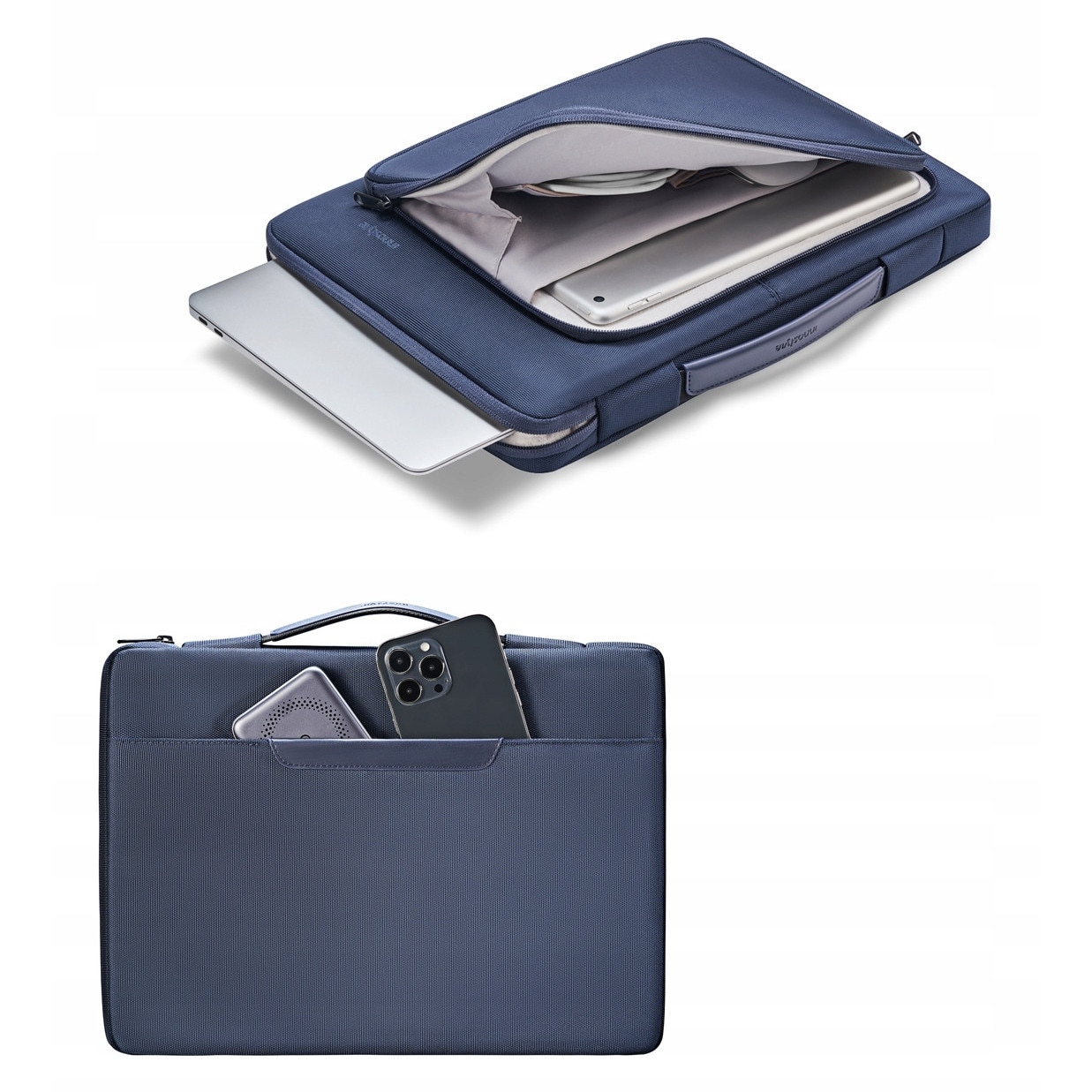 Geanta laptop Innostyle® OmniProtect, pana la 14", impermeabila, material ecologic din PET reciclat, protectie coltur ranforsate, buzunar extern cu acces rapid, ultra usoara (430g), compartiment captusit pentru laptop, albastru