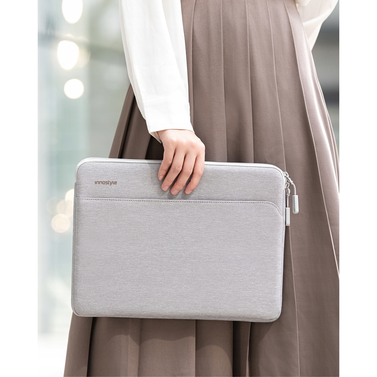 Geanta laptop Innostyle, nylon, impermeabila, ergonomica, gri, 39x29x4cm