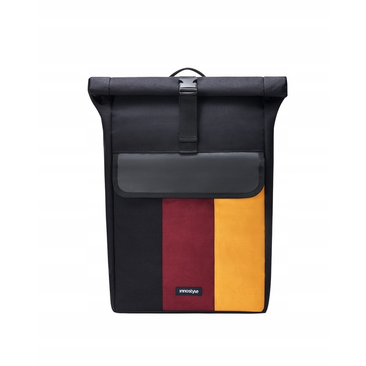 Rucsac pentru Laptop Innostyle® CityTrek Elite, Pana la 15,6" si 16" si 156 Capacitate Reglabila 18-25L, Material Rezistent CORDURA 1050, Impermeabil, Sistem de Ventilatie Spate, Negru-Rosu-Galben