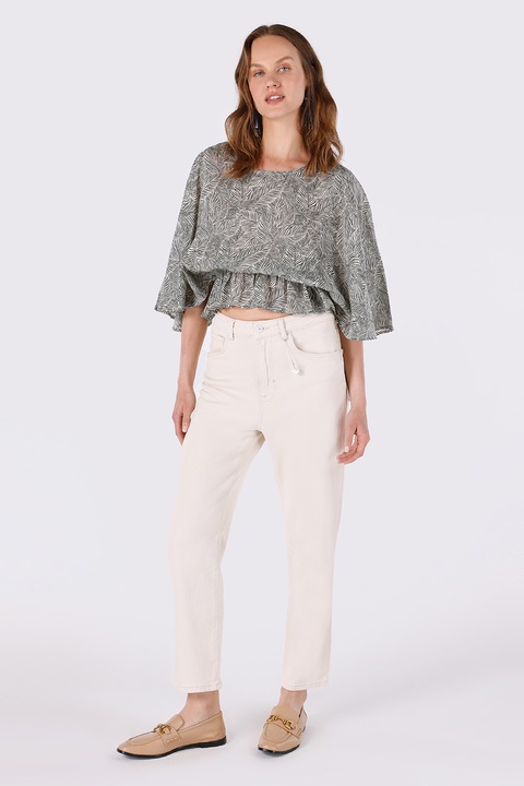 COLIN'S, Blugi crop cu talie inalta, Alb fildes