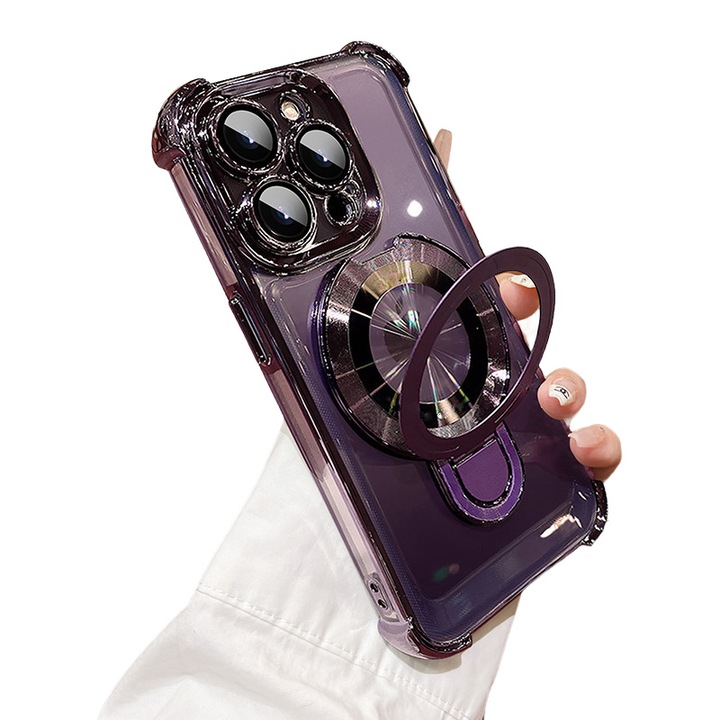 Husa Sundiguer pentru iPhone 14 Pro Max, Policarbonat, suport magnetic invizibil, protectie militara, mov