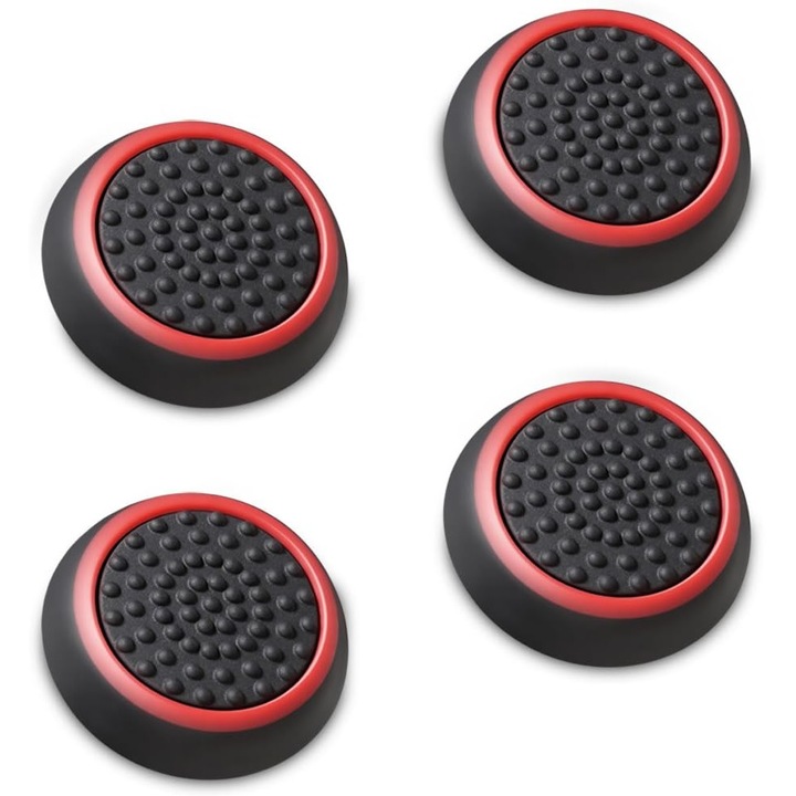 4 db joystick fogantyúvédő készlet, szilikoEnkourakoko, univerzális PlayStation és Xbox számára, 22x5 mm, fekete/piros