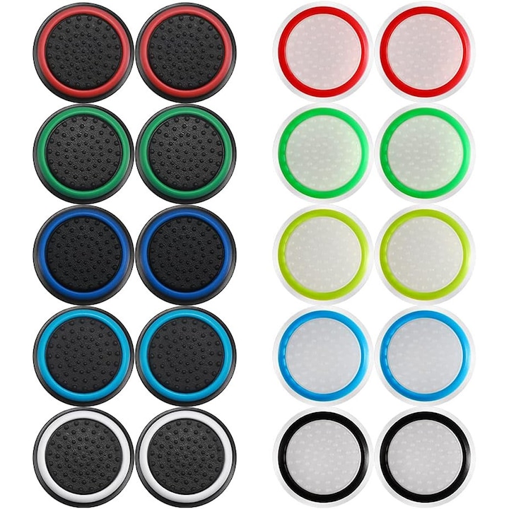 Enkourakoko 20 db joystick fogantyúvédő készlet, szilikon, univerzális PlayStation és Xbox számára, 22x5 mm, többszínű