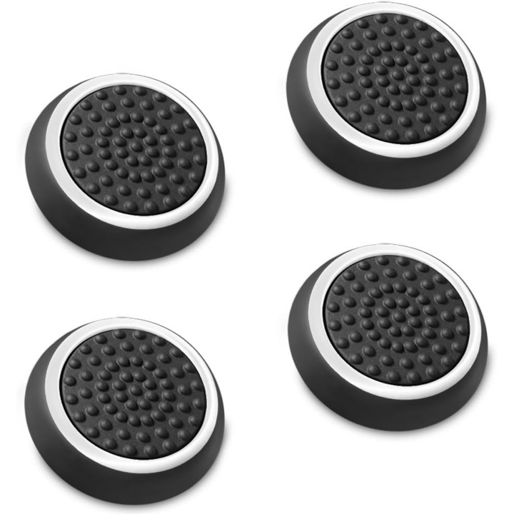 Enkourakoko 4 db joystick fogantyúvédő készlet, szilikon, univerzális PlayStationhez és Xboxhoz, 22x5 mm, fekete/fehér
