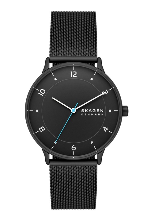 Skagen, Часовник от неръждаема стомана с лого на циферблата, Черен