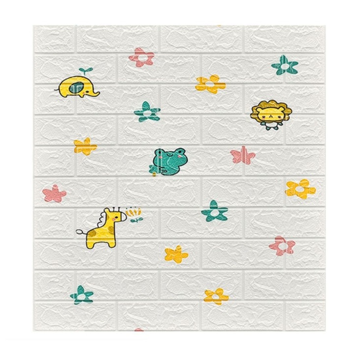 Tapéta 3D tégla, EMATTERIO®, Könnyen felszerelhető, Vízálló, matrica 70x77cm, Állatmintás