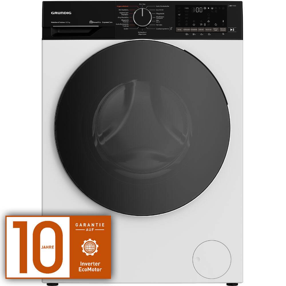 Masina De Spalat Rufe Cu Uscator Grundig GD7P510447W, Clasa D, 10/6 Kg, 1400 Rpm, EcoMotor, Alb