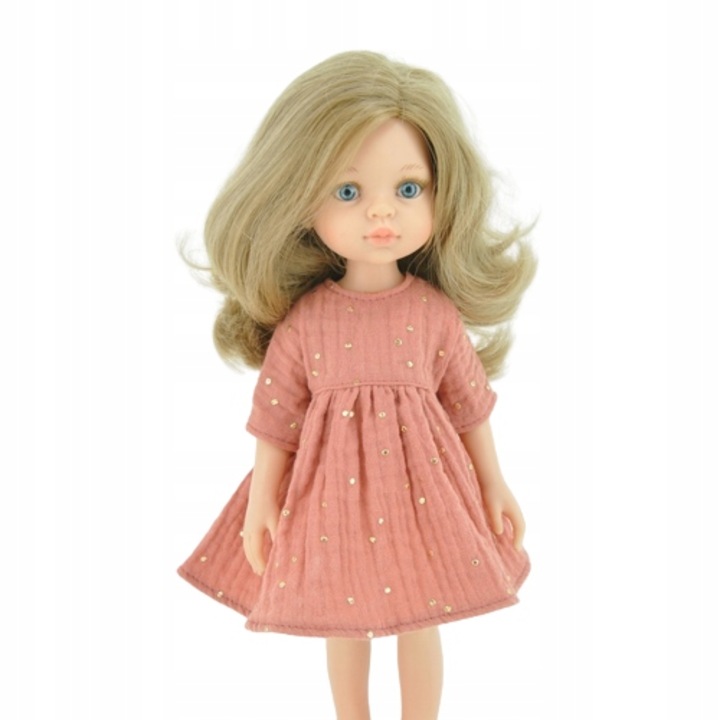 Muszlin ruha a Paola Reina babához, rózsaszín, 32 cm