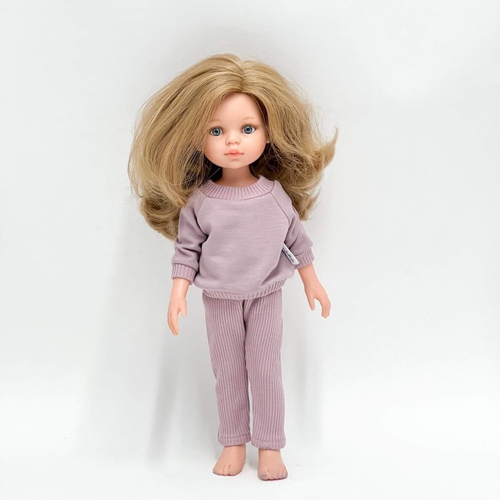 Комплект анцуг за кукли Paola Reina Amigas 32, цвят лавандула, памук