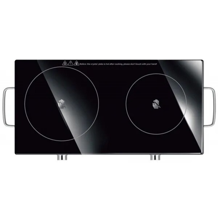 MPM MKE-23, 2 zóna, 1800 W + 1000 W, 16 cm, 20 cm, Inox-Fekete, Kerámia Főzőlap