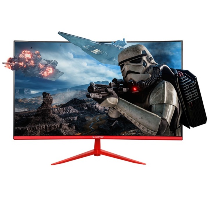 Ívelt gamer monitor, Rampage, BL27R165C, Blaze 27", VA LED, Full HD, DP/HDMI, Piros-Fekete