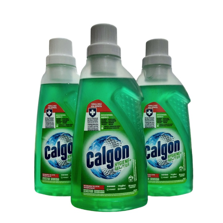Calgon Hygiene+ vízkőoldó gél, antibakteriális, 3x15 mosás, 3x750 ml