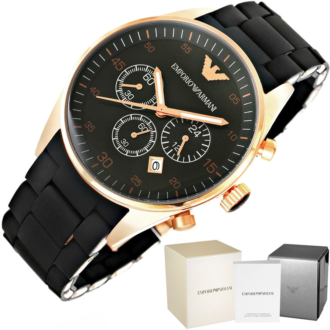 Ceas barbatesc, Emporio Armani, inox, 43mm, negru / auriu - eMAG.ro