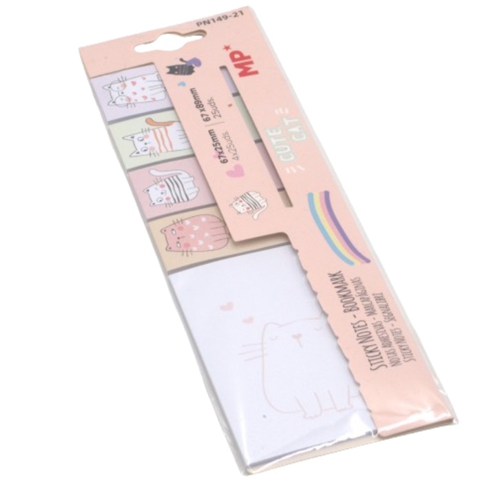 Note autoadezive, file index, model pisici, 125 bucati