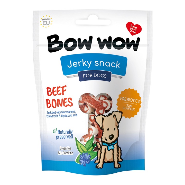 Recompense Bow Wow pentru caini Oase de vita, BW366, 80g