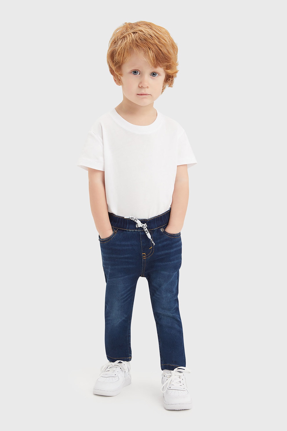 Levi's, Blugi cu talie elastica, Bleumarin, 98 CM