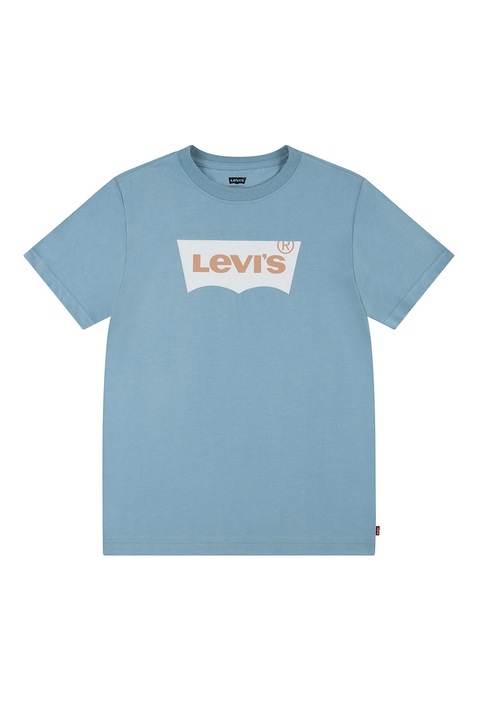 Levi's, Tricou cu imprimeu logo, Alb/Portocaliu persan/Albastru petrol