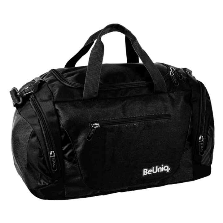 Geanta sportiva BeUniq, model PASO, neagra, 44x25x25cm, 1 compartiment, cu manere