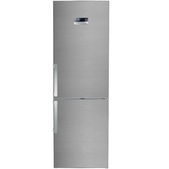 Combina Frigorifica Grundig GKNE26870FXPN, Clasa B, No Frost, 323 Litri, 186 Cm, Inox