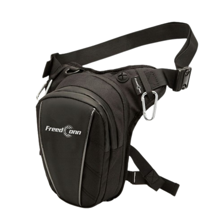 Geanta pentru coapse de motocicleta, Impermeabil, Curea de umar sau de sold reglabila pana la 130 cm, 3 buzunare, Negru, Freedconn