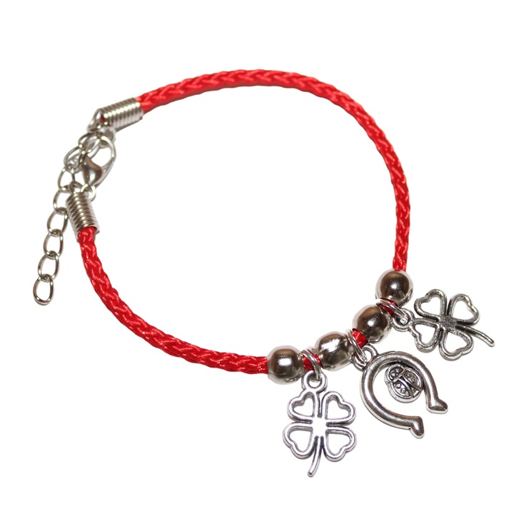 Bratara norocoasa cu trifoi si potcoava handmade