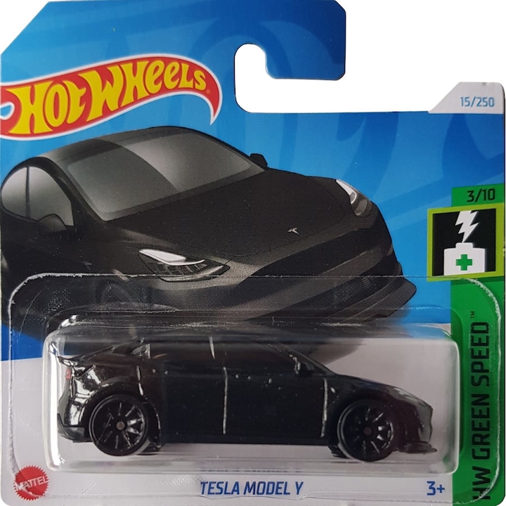 Метална кола Hot Wheels Tesla Model Y, черна, 1:64