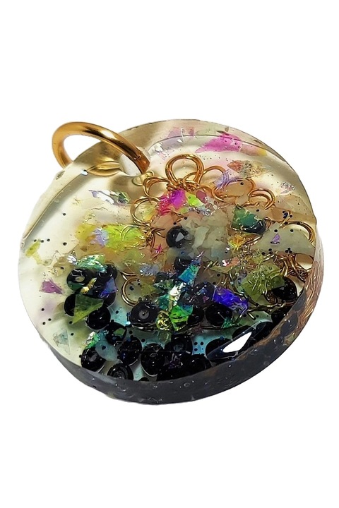 Pandantiv artistic Cerc cu lumini, materiale epoxidice pentru bijuterii, Multicolor, 2.8 cm