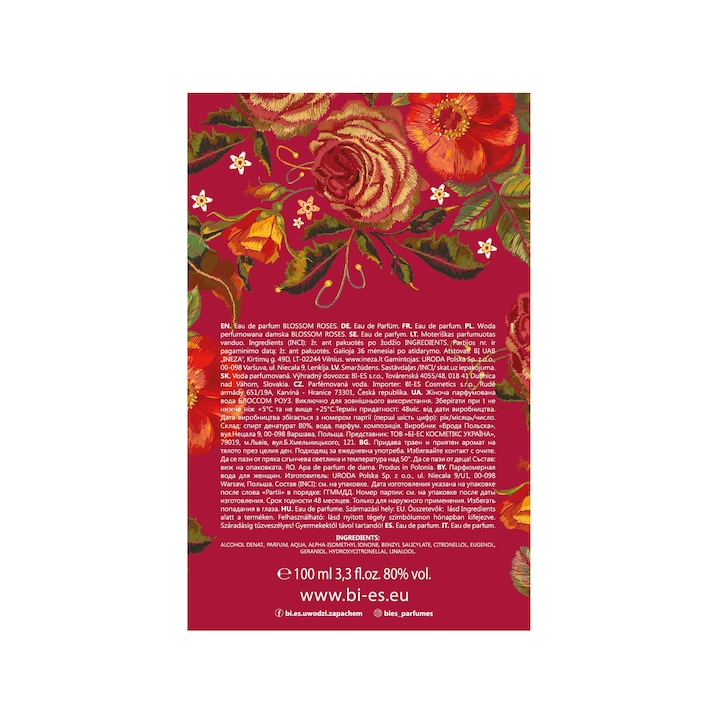 Apa de parfum pentru femei Blossom Roses, Bi-Es, 100 ml
