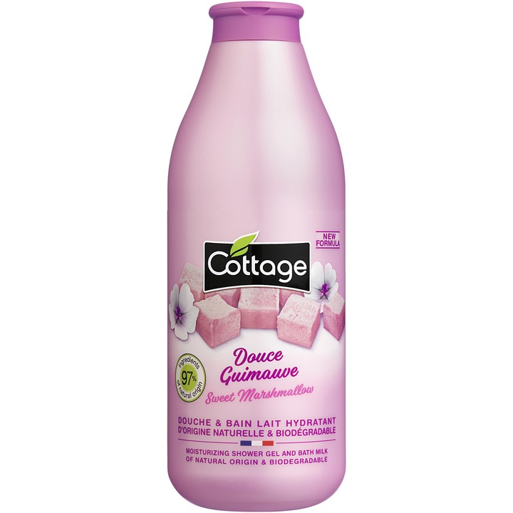 Gel de dus & Lapte de baie Marshmallow, Cottage, 750 ml