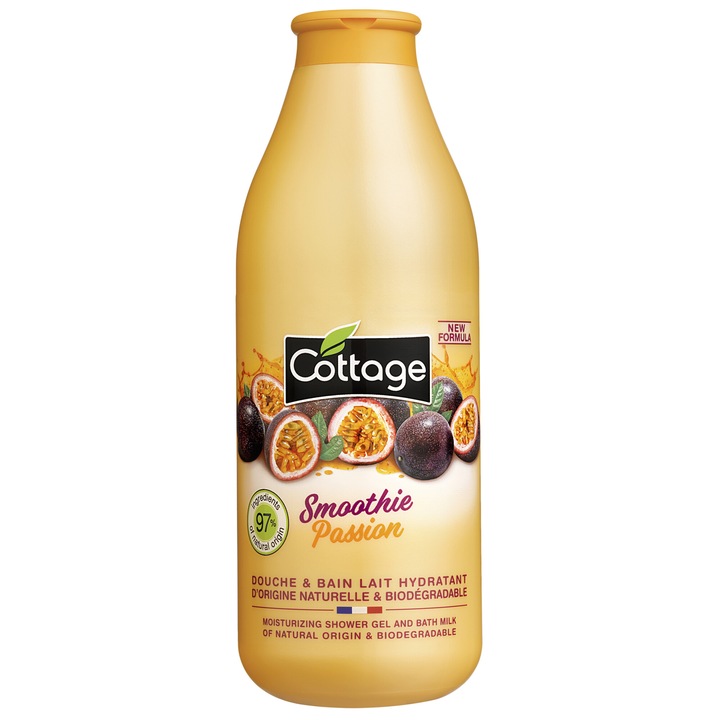 Gel de dus & Lapte de baie Smoothie Passion, Cottage, 750 ml