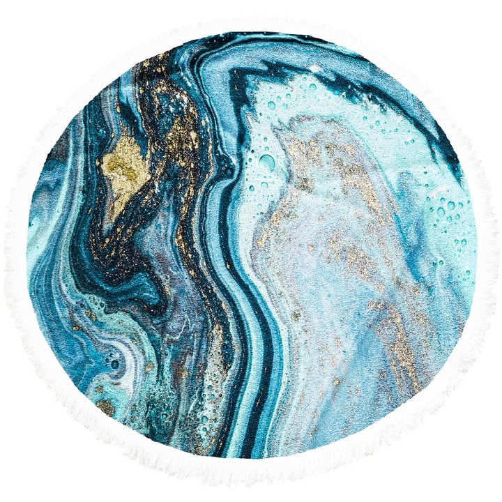 Кръгла плажна кърпа, Evena, модел Blue Marble, многоцветна, 150x150 см, микрофибър, 260 GSM