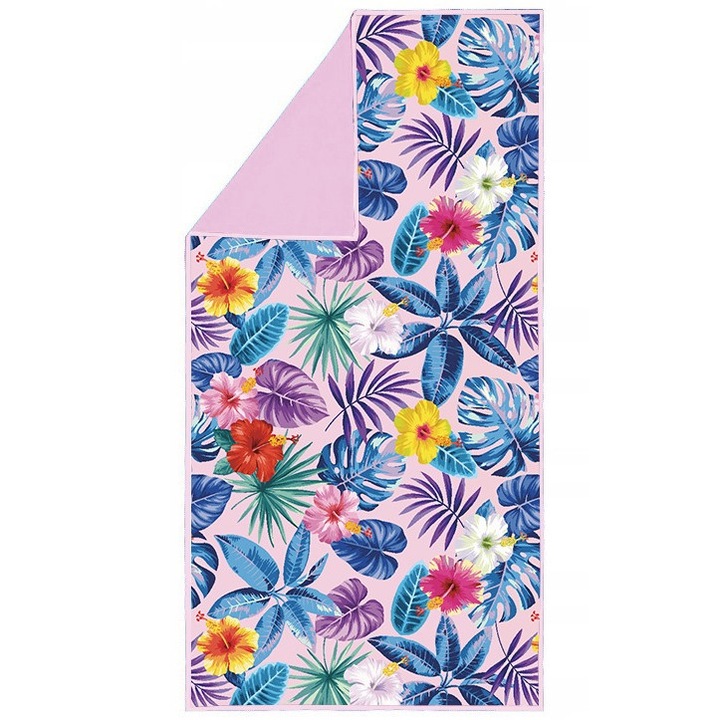 Бързосъхнеща спортна хавлия, Evena, модел Flowers, многоцветна, 160x80см, микрофибър