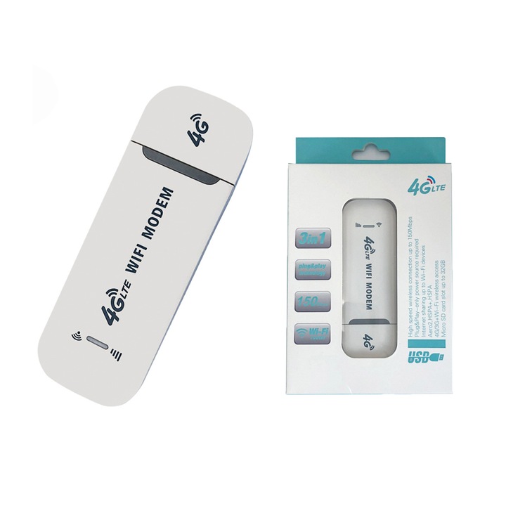USB WiFi модем PMIXO 4G, 150Mbps, свързване на няколко устройства, бял
