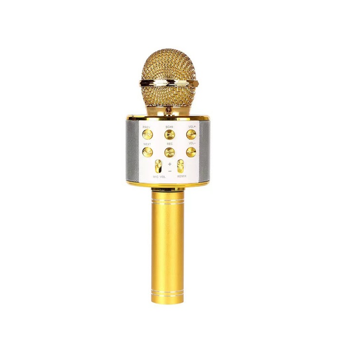 Детски караоке микрофон Selling Depot® с Bluetooth, USB, слот за SD карта, съвместим с IOS, Android, компютър, таблет, златен