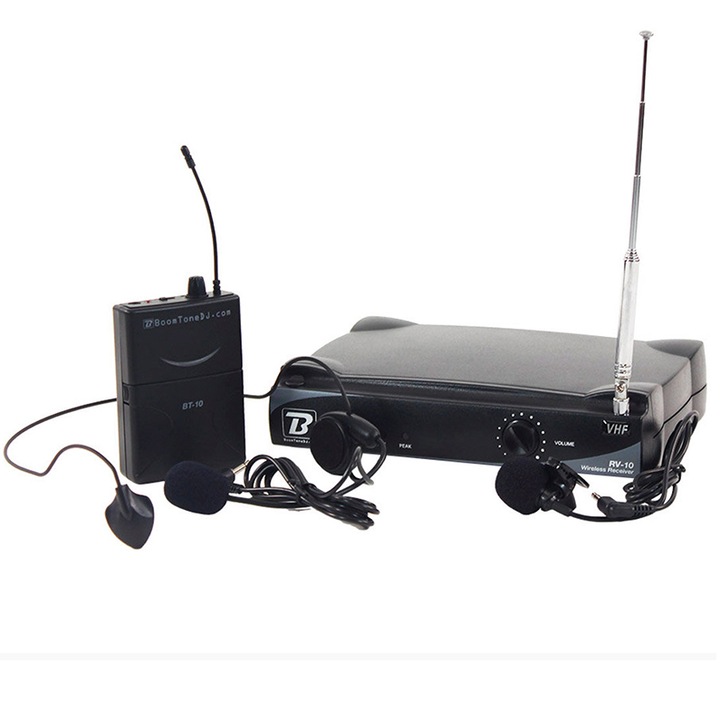 Set Microfoane VHF 1 Tip Casca + Lavaliera, 219,2 MHz BoomToneDJ