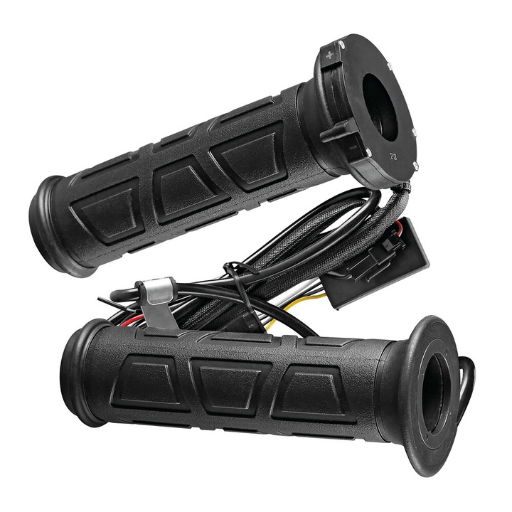 Manere ghidon motocicleta incalzite 2buc 12V (numai cauciuc, fara inlocuirea acceleratiei), Stanga 22mm, Dreapta 25mm