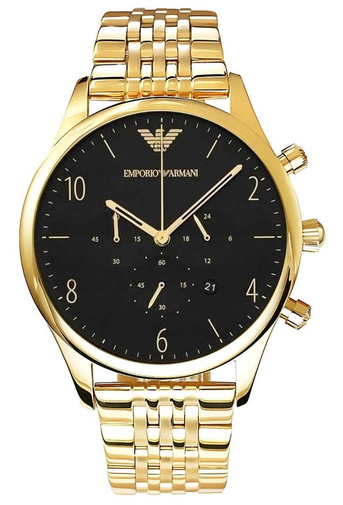 Ceas barbatesc, Emporio Armani, Inox, 43mm, auriu